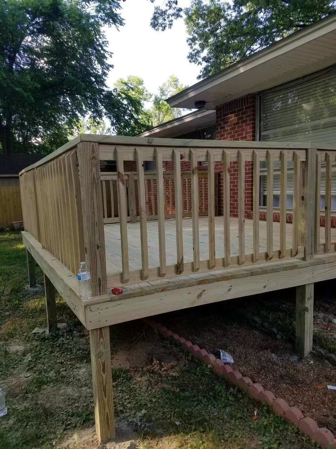 Finished deck with balusters at code spacing